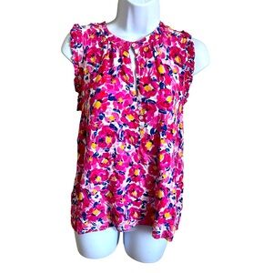 **NWOT Vibrant Pink/Floral Sleeveless Top - Medium**